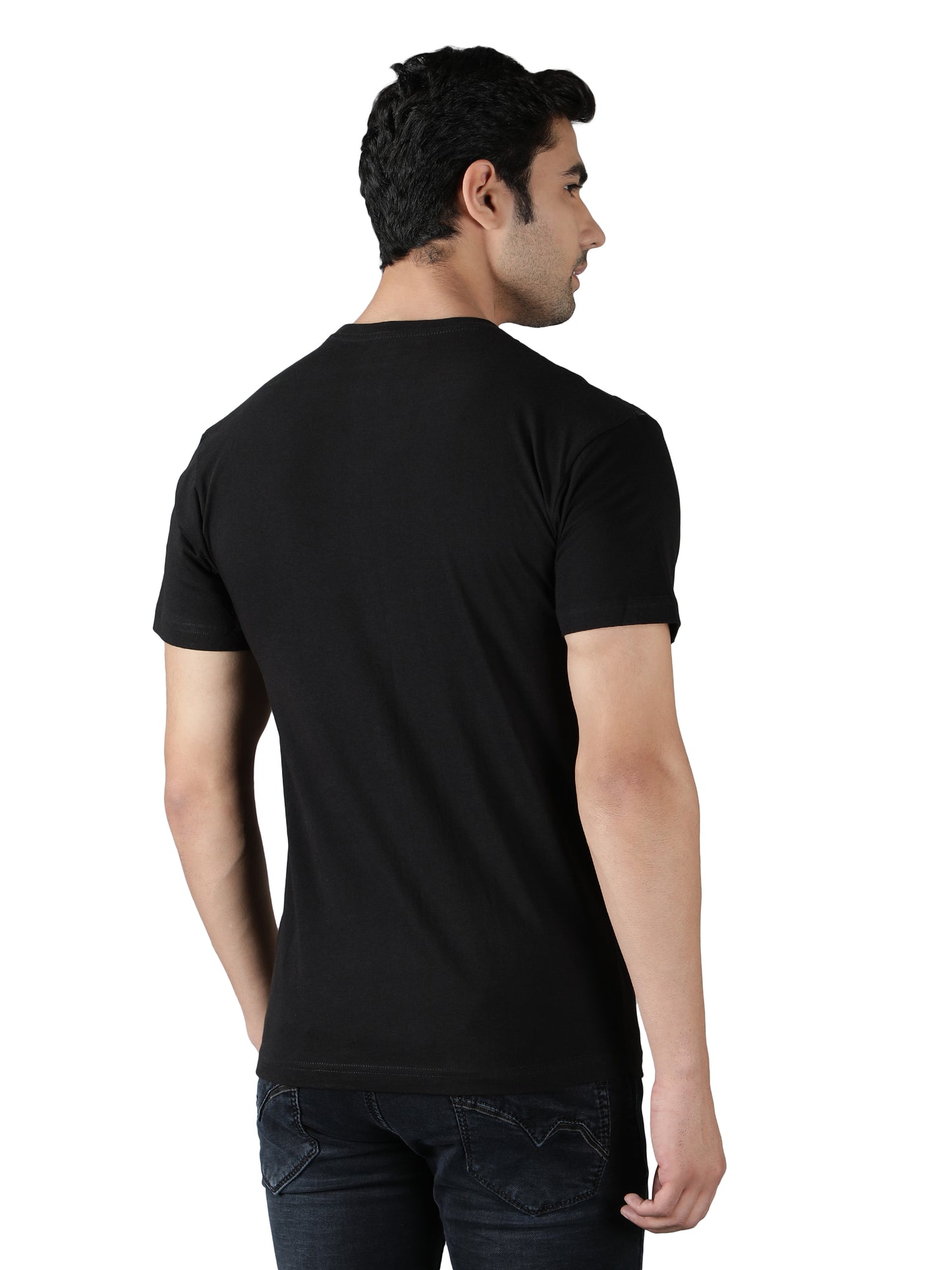 NUEVOSPORTA Men's Cotton Graphic Printed Black T-Shirt