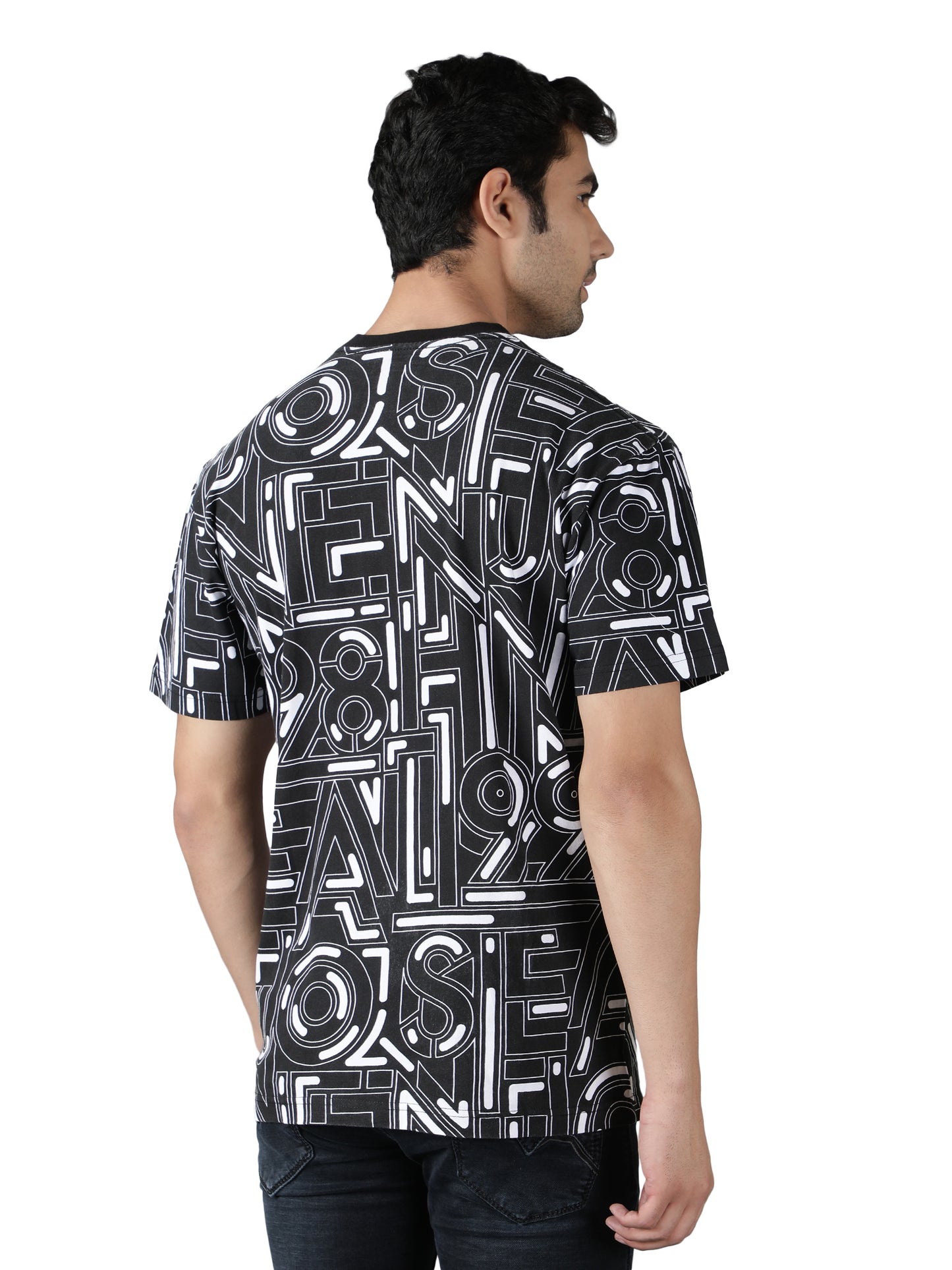 NUEVOSPORTA Men's Cotton Graphic Printed Black T-Shirt