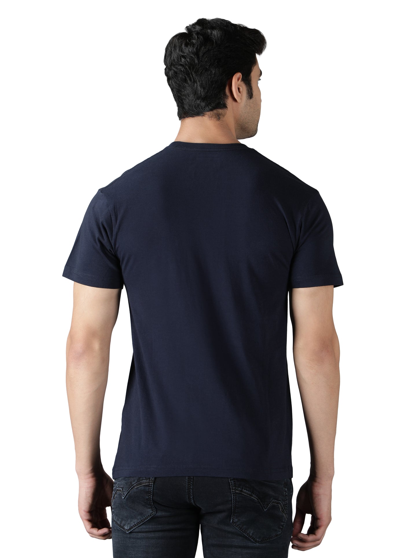 NUEVOSPORTA Men's Cotton Graphic Printed Blue T-Shirt