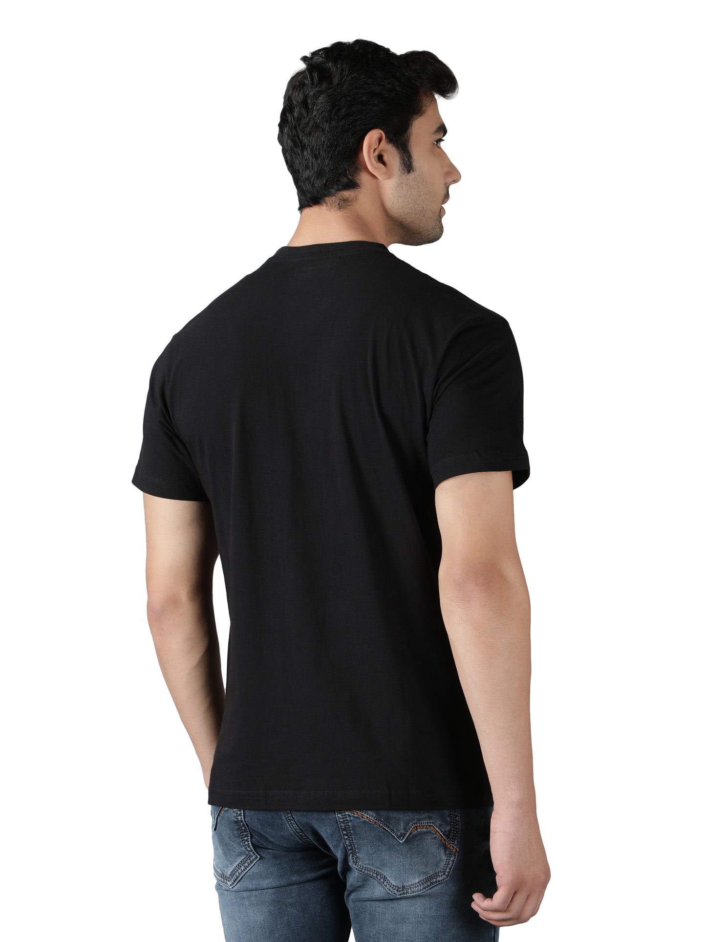 NUEVOSPORTA Men's Cotton Graphic Printed Black T-Shirt