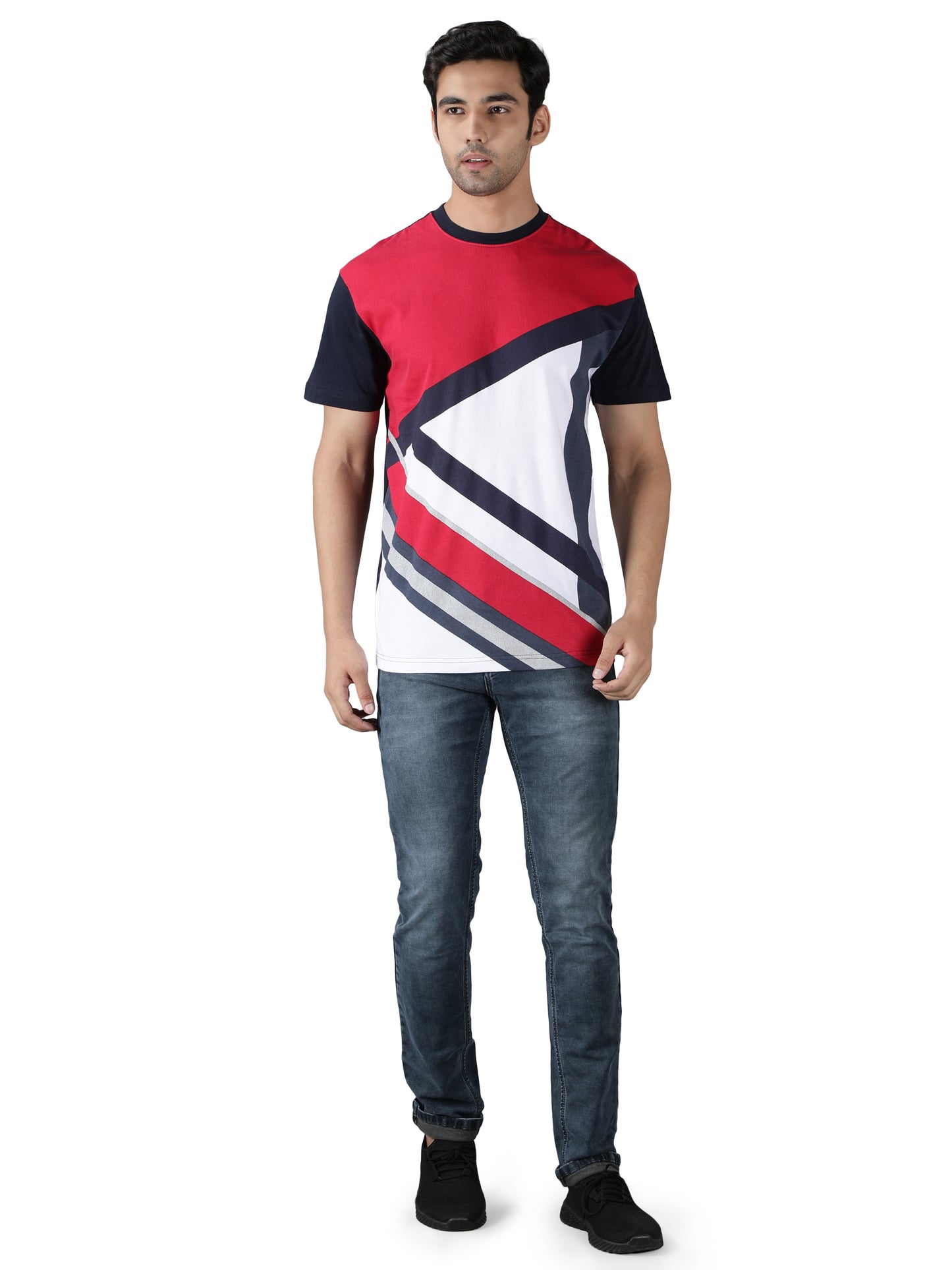 NUEVOSPORTA Men's Cotton Graphic Printed Red T-Shirt