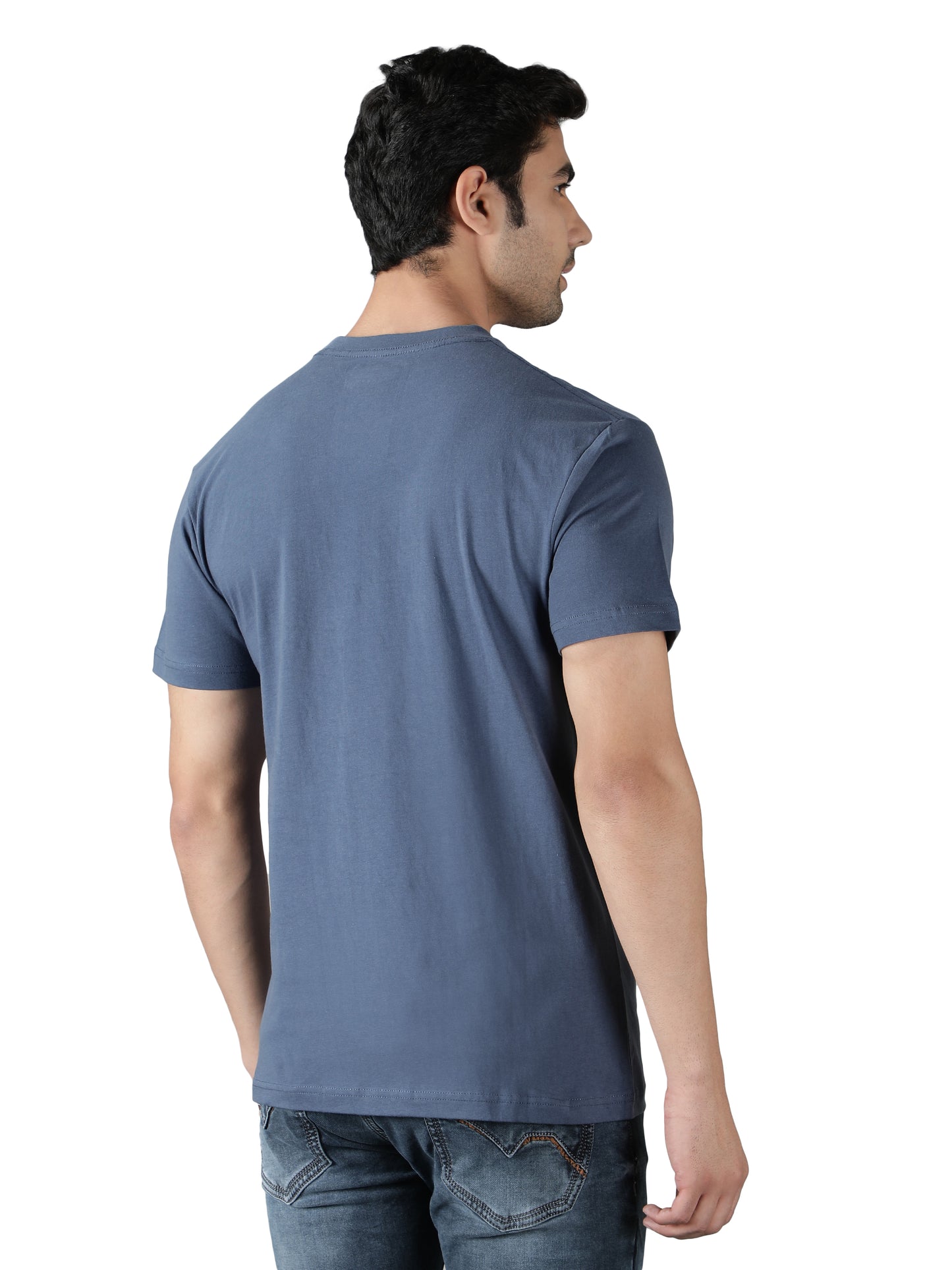 NUEVOSPORTA Men's Cotton Graphic Printed Light Blue T-Shirt