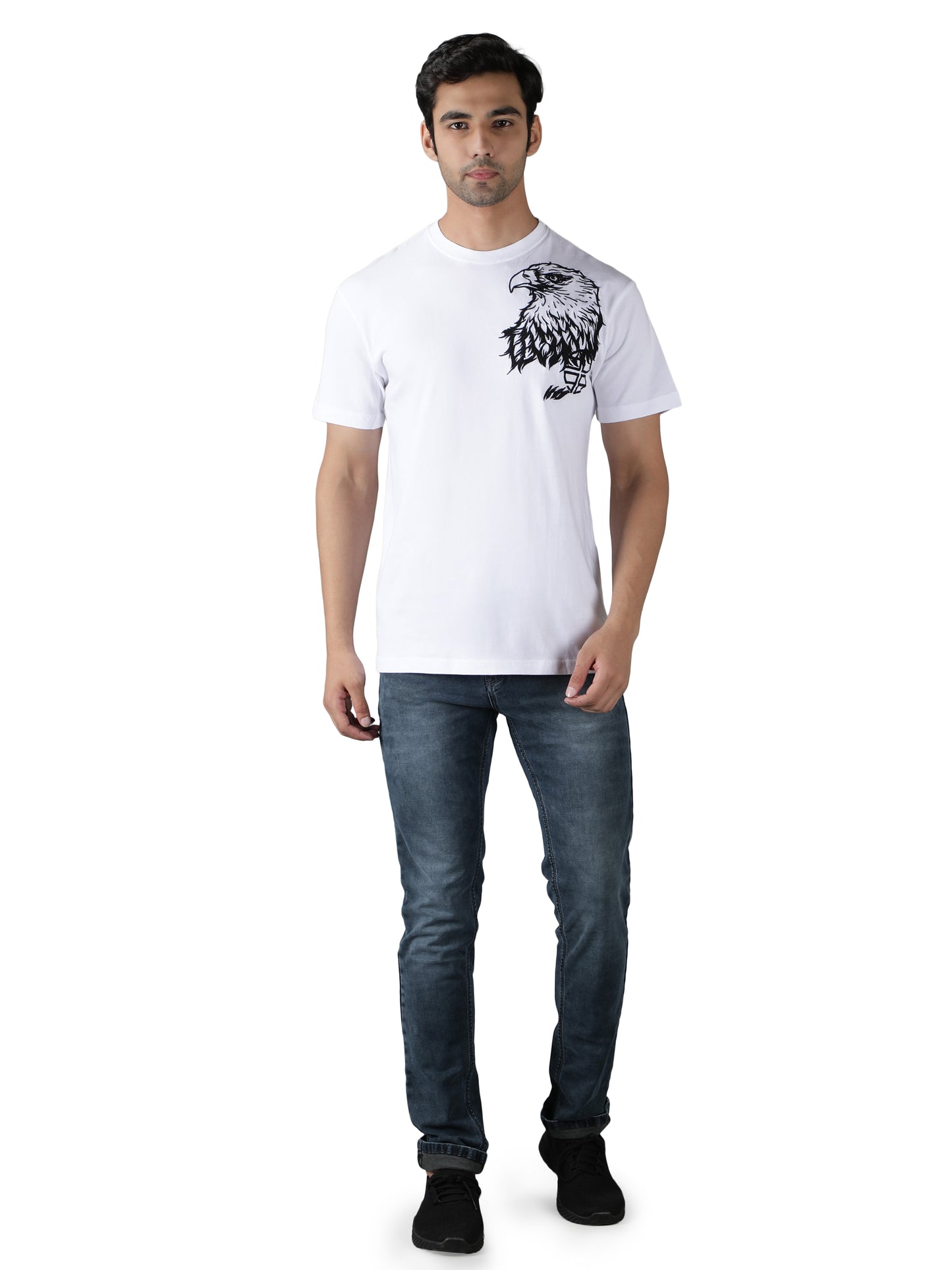 NUEVOSPORTA Men's Cotton Graphic Printed White T-Shirt