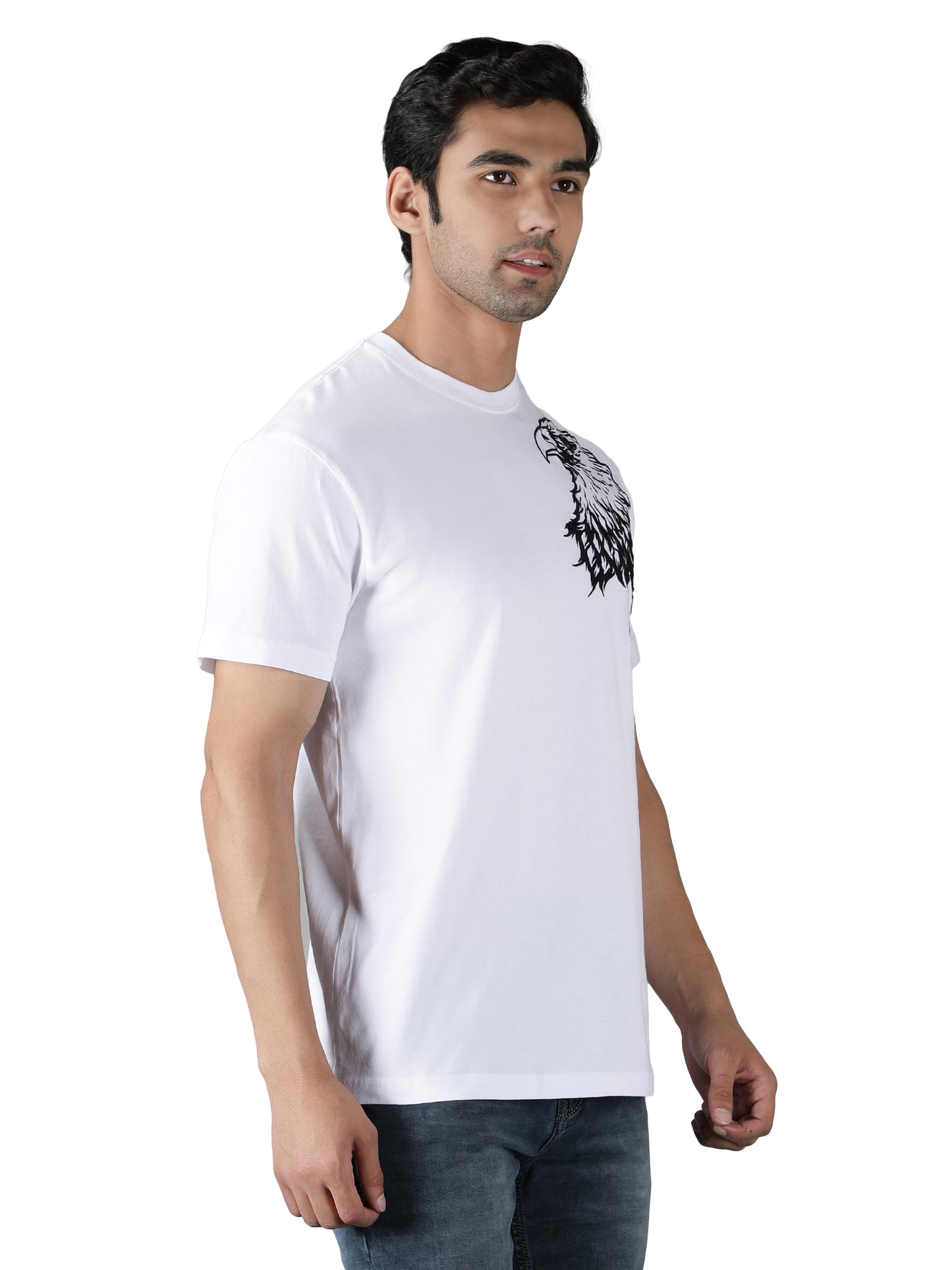 NUEVOSPORTA Men's Cotton Graphic Printed White T-Shirt