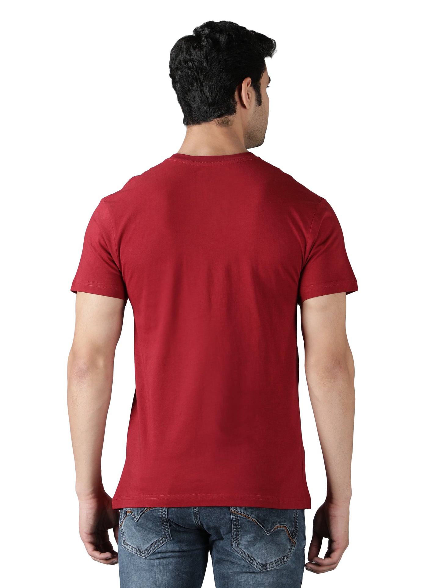 NUEVOSPORTA Men's Cotton Graphic Printed Maroon T-Shirt