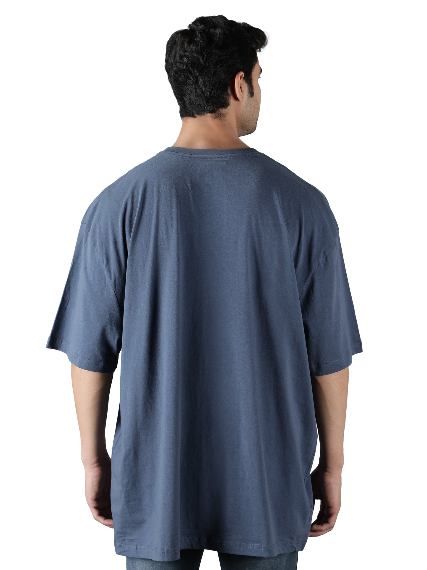NUEVOSPORTA Men's Cotton Lion Printed Blue T-Shirt