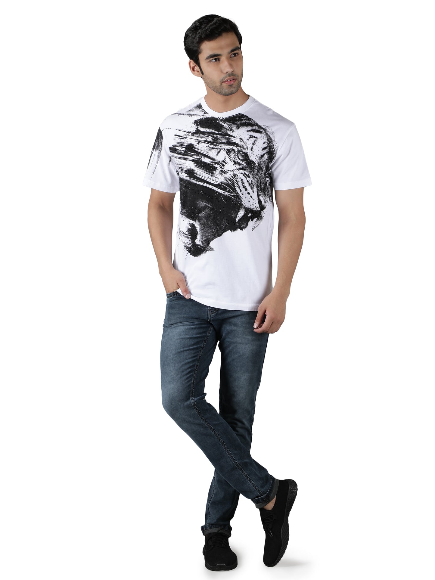 NUEVOSPORTA Men's Cotton Lion Printed T-Shirt