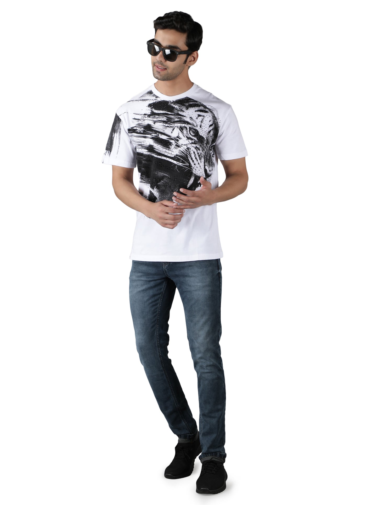 NUEVOSPORTA Men's Cotton Lion Printed T-Shirt