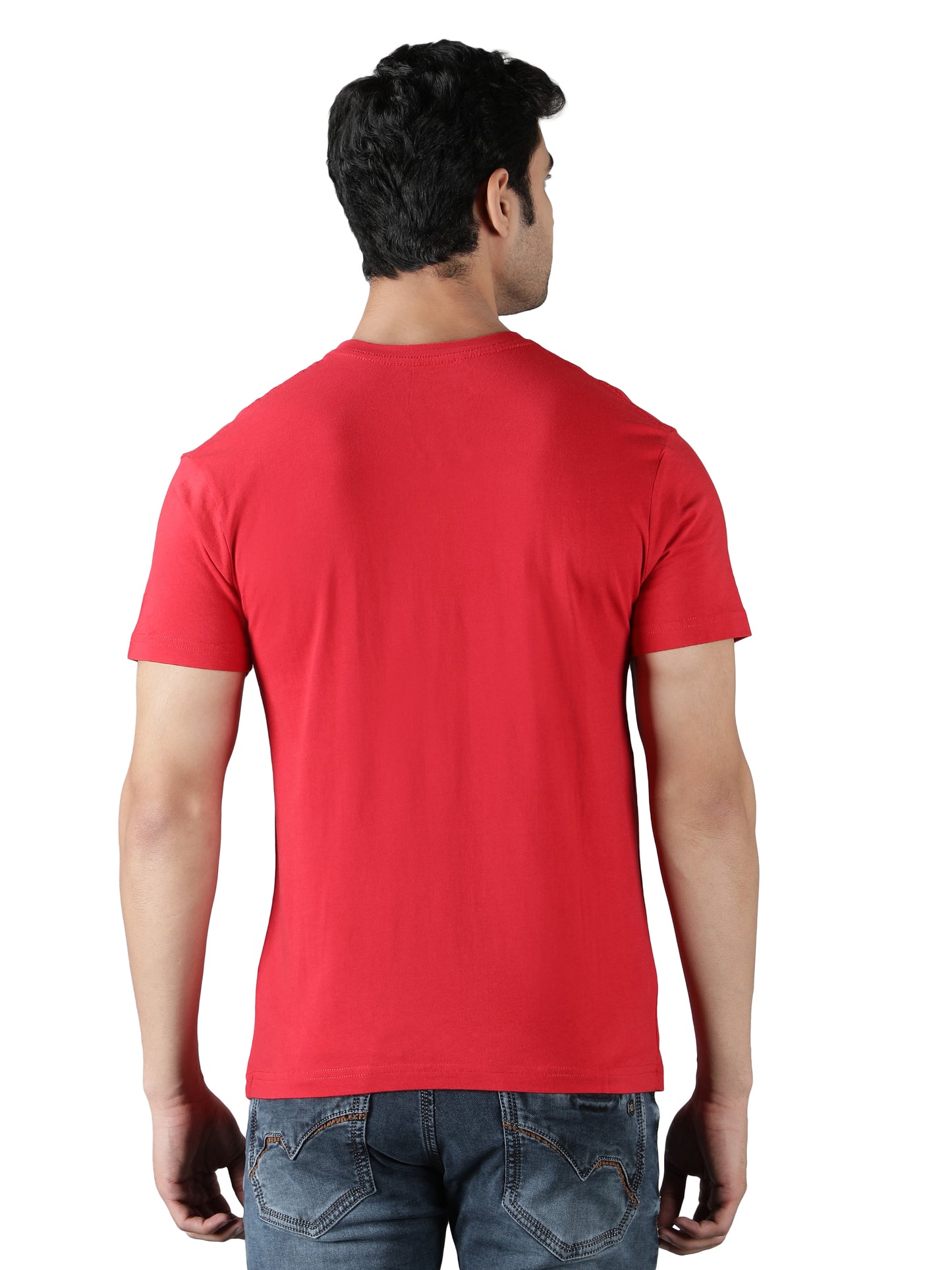 NUEVOSPORTA Men's Cotton Printed Red T-Shirt