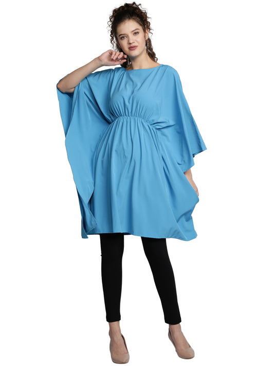 Solid Sky Blue Poly Crepe Women Kaftan freeshipping - NUEVOSDAMAS