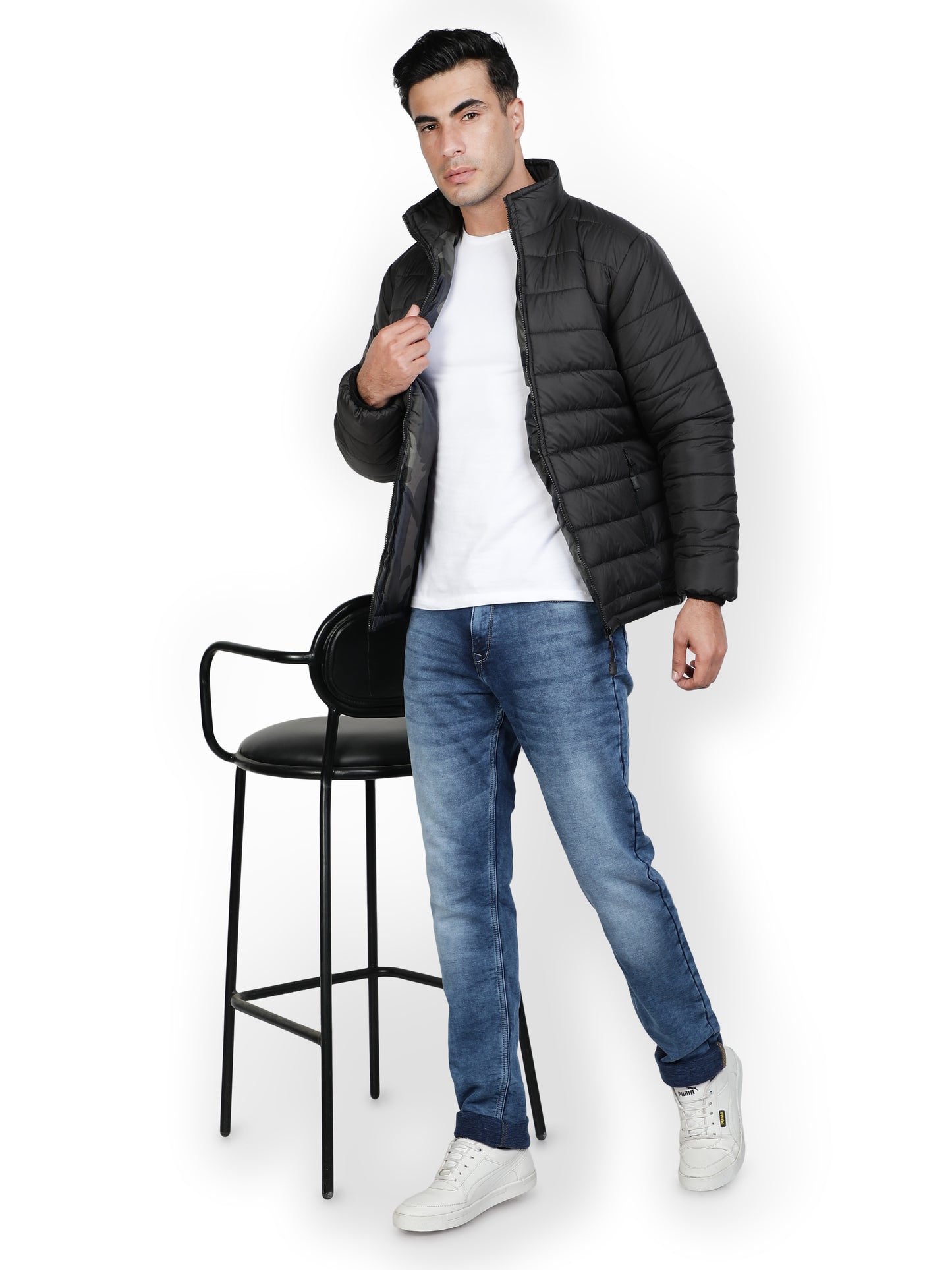 NUEVOSPORTA Men's Winter Solid Black Quilted Puffer jacket