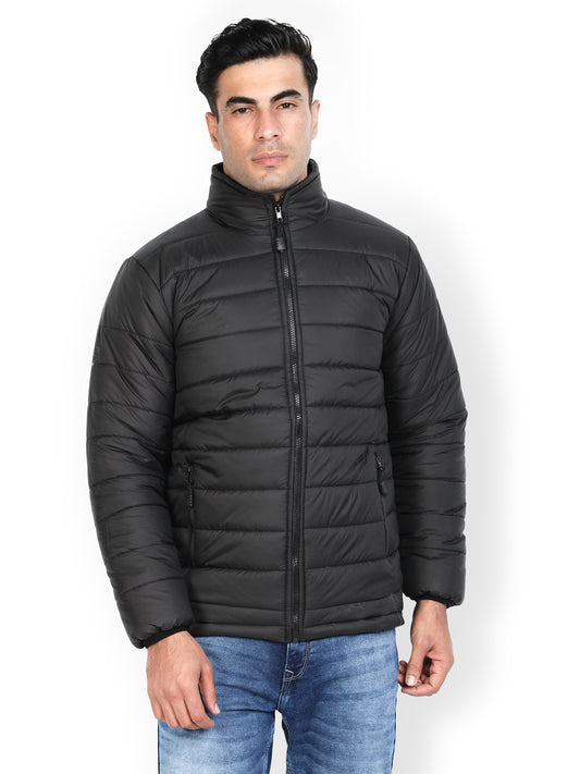 NUEVOSPORTA Men's Winter Solid Black Quilted Puffer jacket