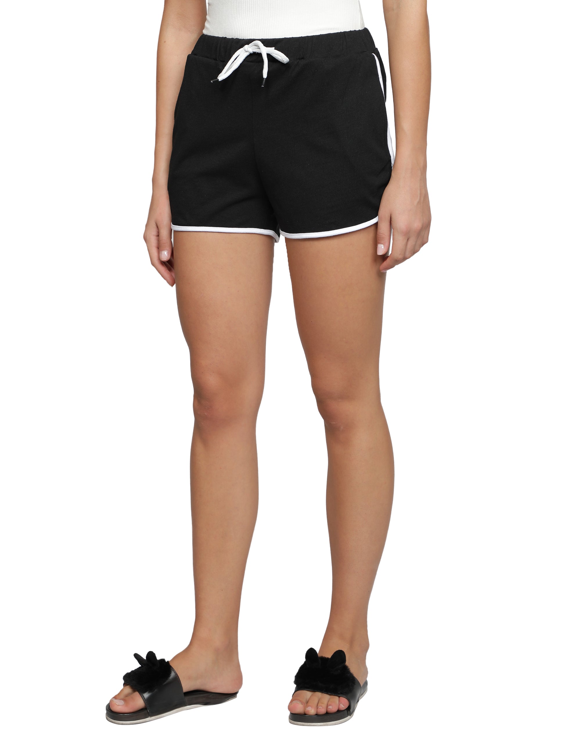 Solid Women Black Baggy Shorts freeshipping - NUEVOSDAMAS