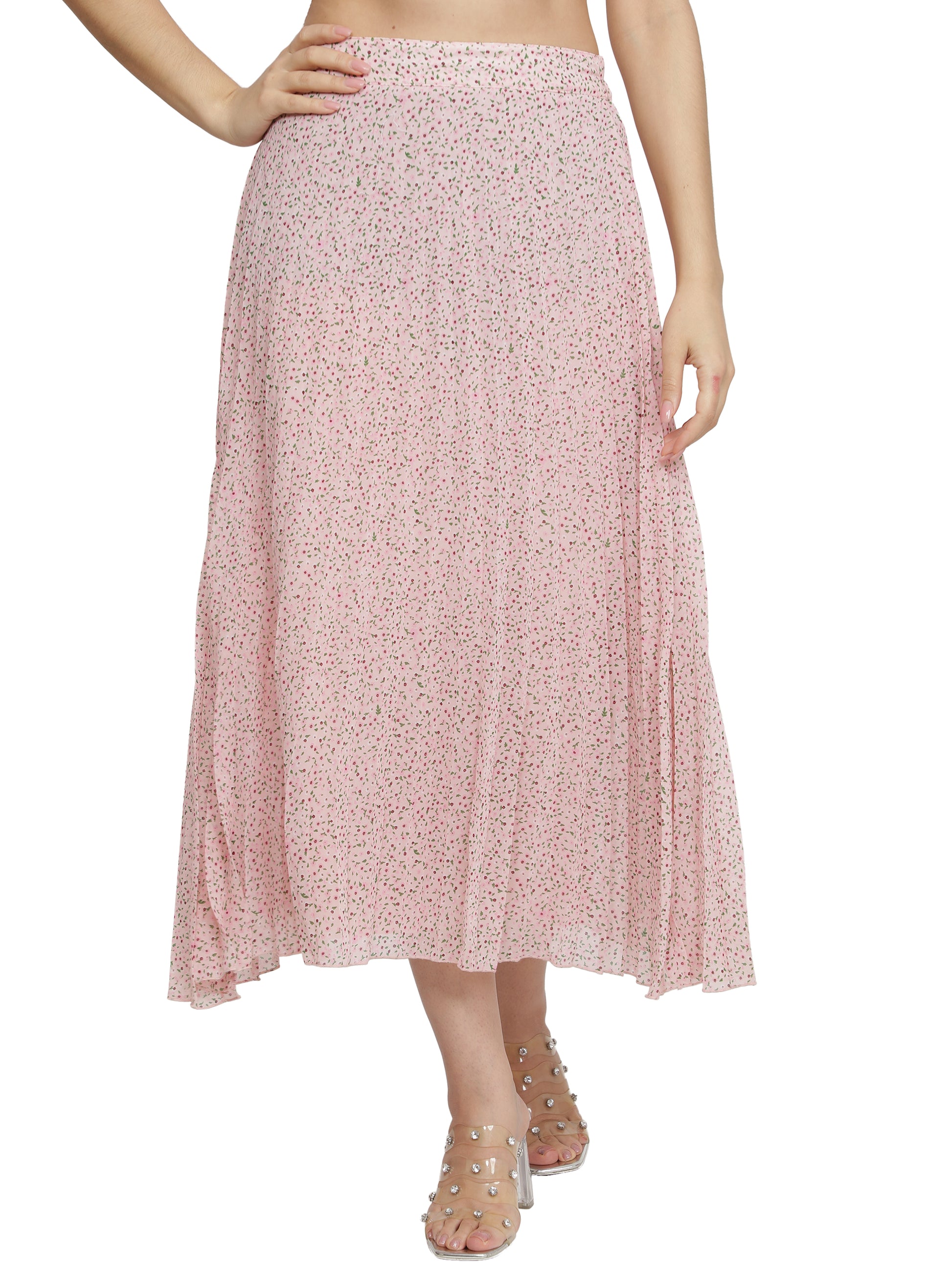 Women Solid A-line Pink Skirt freeshipping - NUEVOSDAMAS