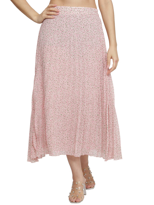 Women Solid A-line Pink Skirt freeshipping - NUEVOSDAMAS