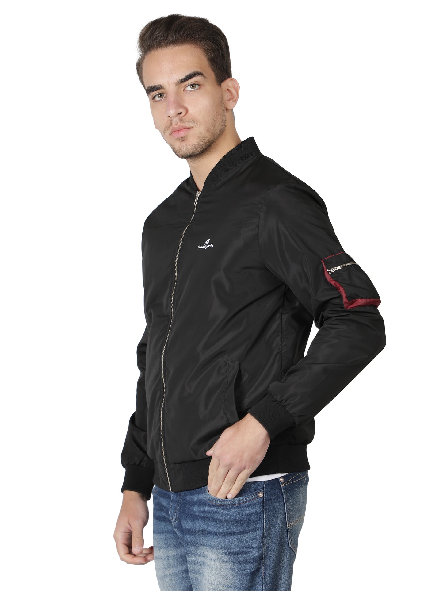 NUEVOSPORTA Men's Winter Solid Black Windcheater jacket