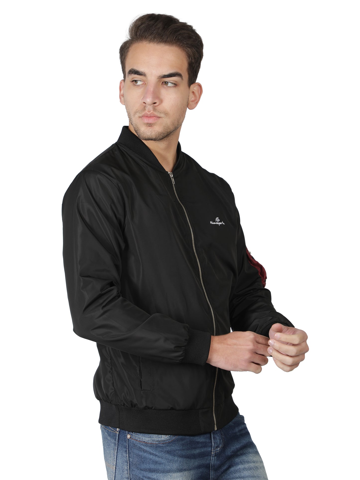 NUEVOSPORTA Men's Winter Solid Black Windcheater jacket