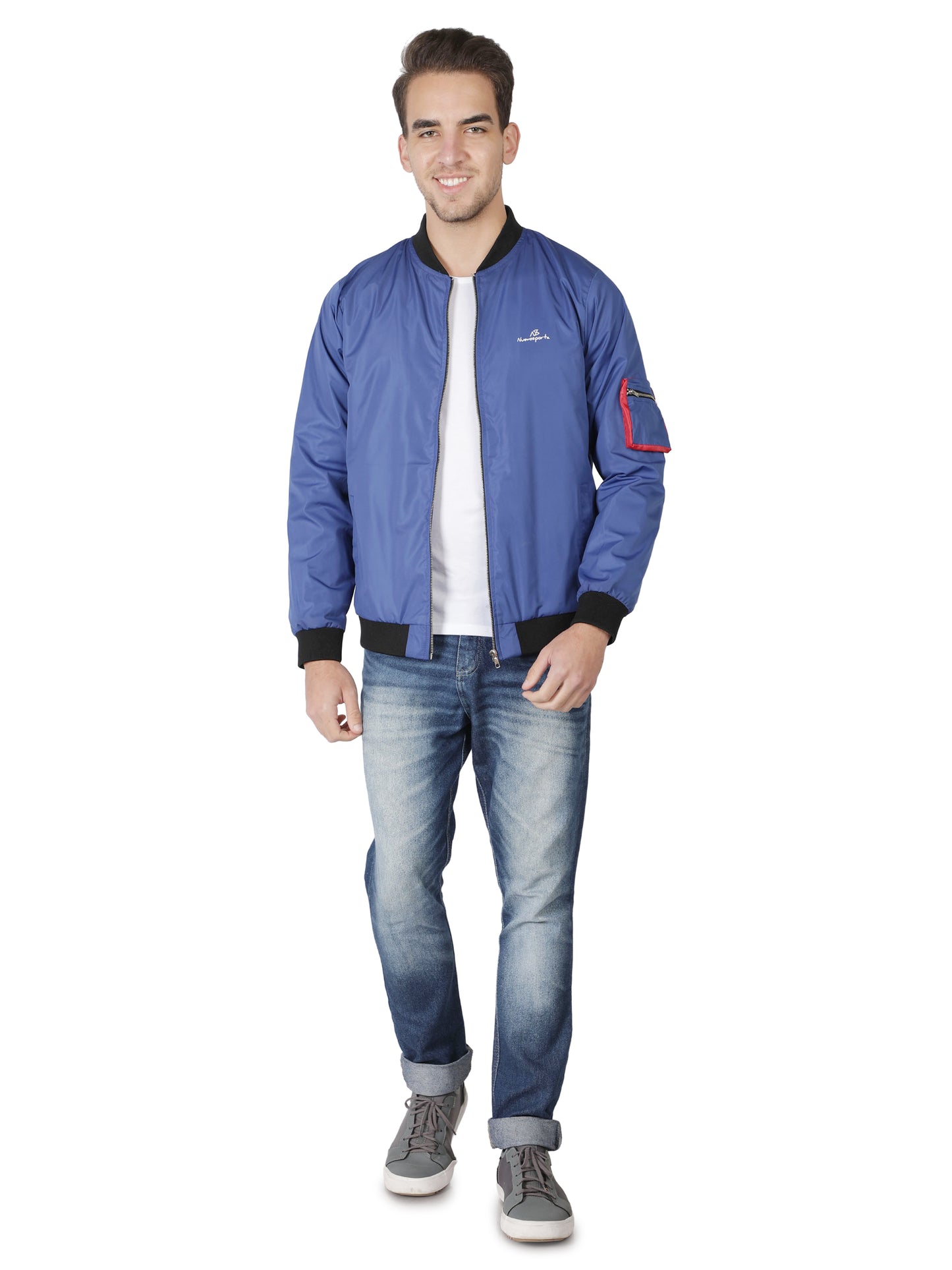 NUEVOSPORTA Men's Winter Solid Blue Windcheater jacket