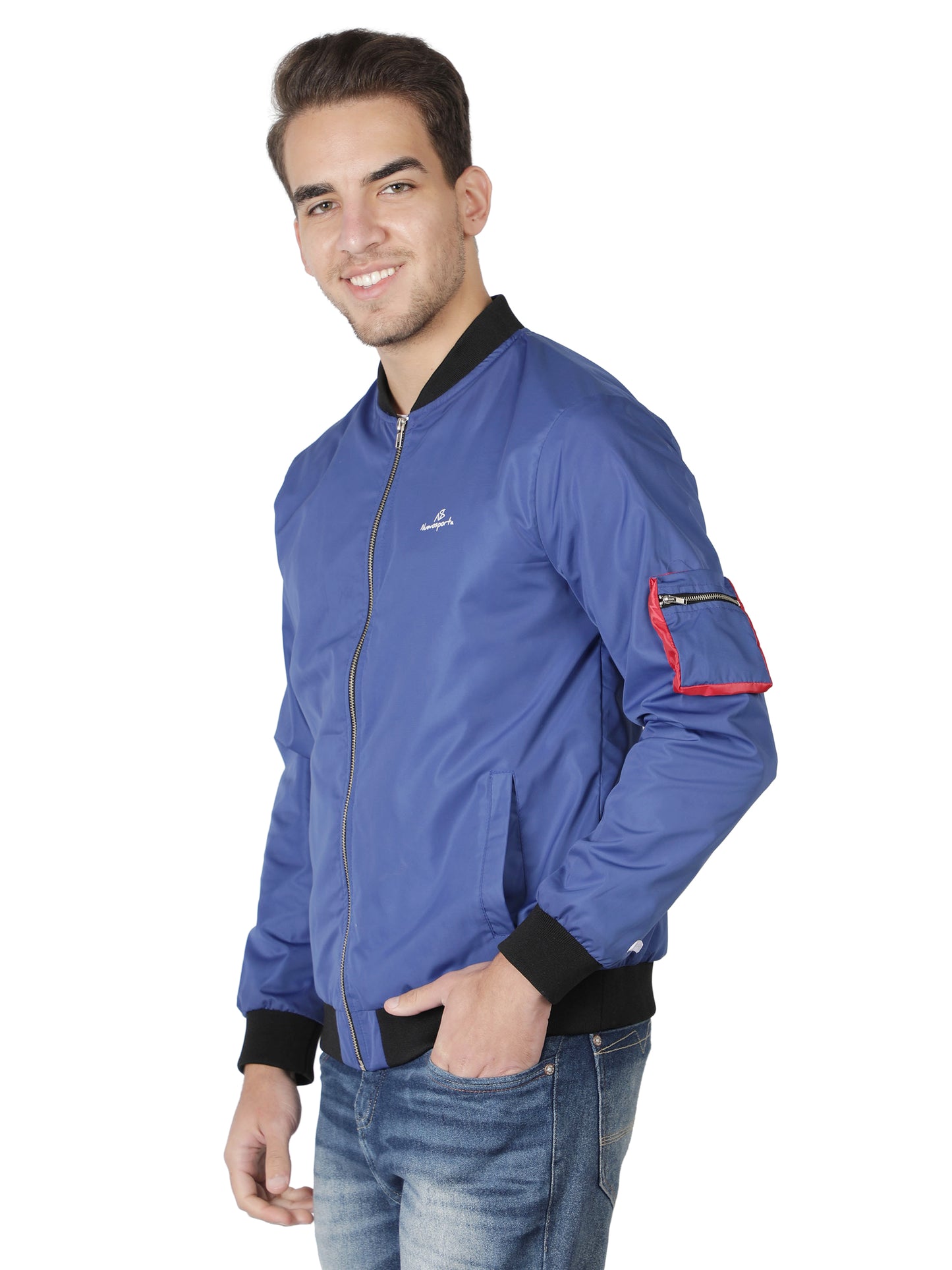 NUEVOSPORTA Men's Winter Solid Blue Windcheater jacket