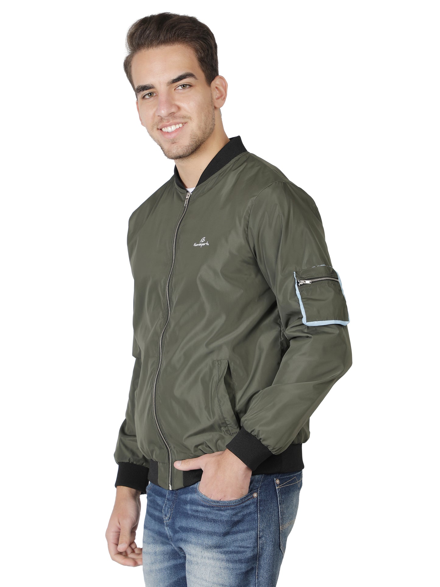 NUEVOSPORTA Men's Winter Solid Olive Windcheater jacket