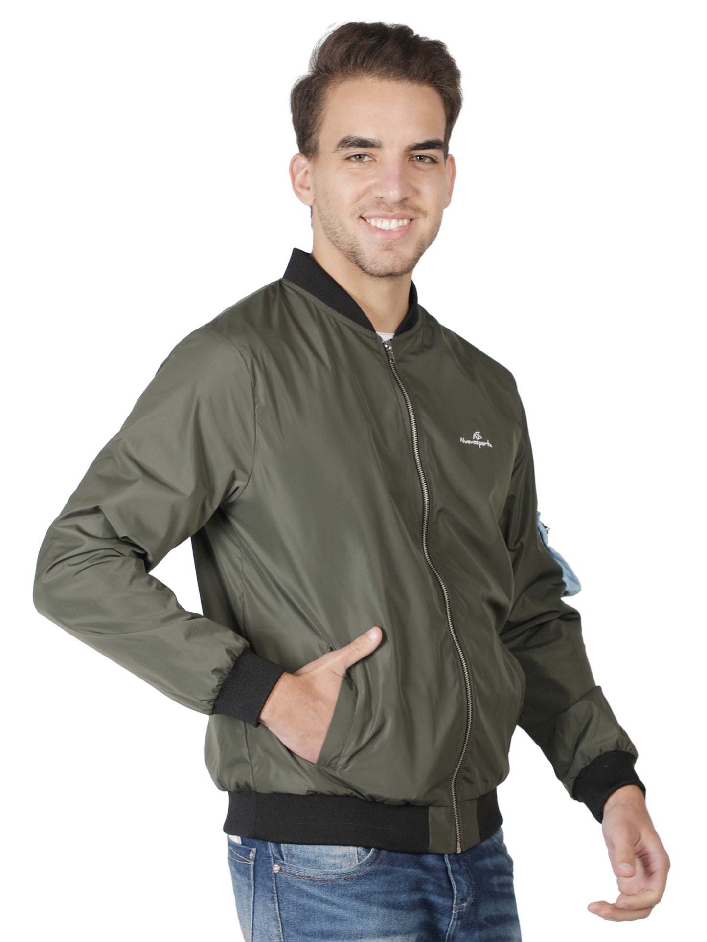 NUEVOSPORTA Men's Winter Solid Olive Windcheater jacket