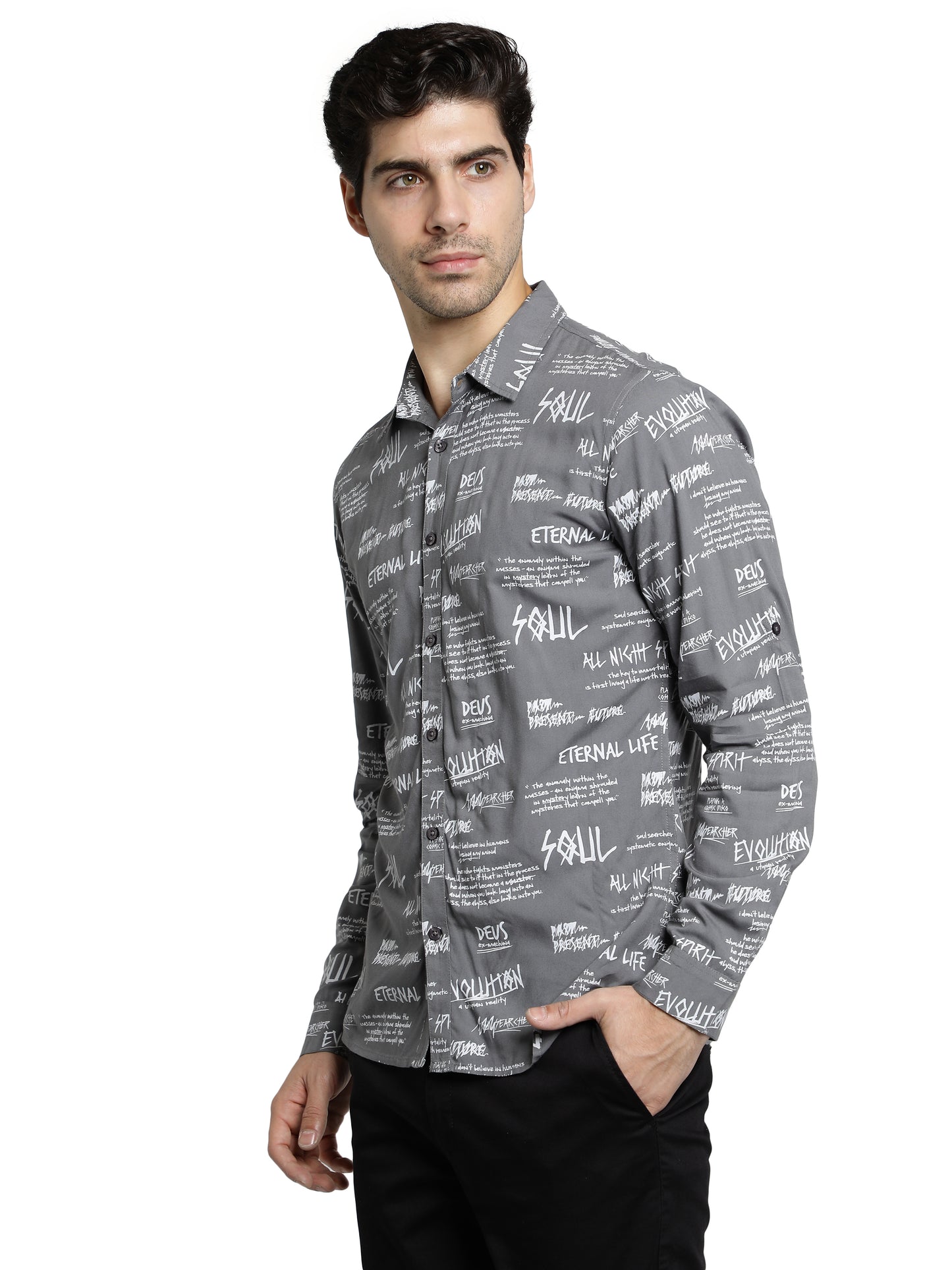 NUEVOSPORTA Men's Cotton Digital Printed Full Sleeve Shirt | Latest Stylish Summer Casual Shirt | Spread Collared Men's Shirt