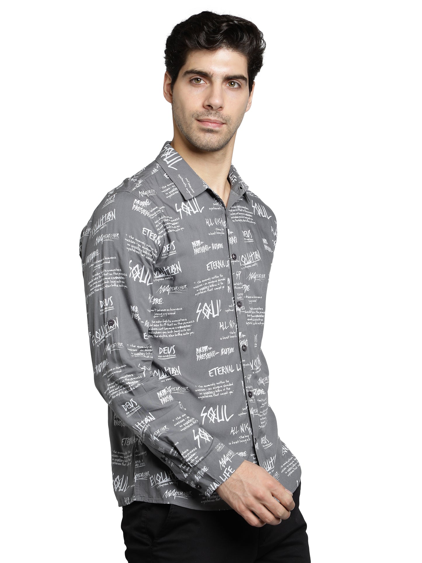 NUEVOSPORTA Men's Cotton Digital Printed Full Sleeve Shirt | Latest Stylish Summer Casual Shirt | Spread Collared Men's Shirt