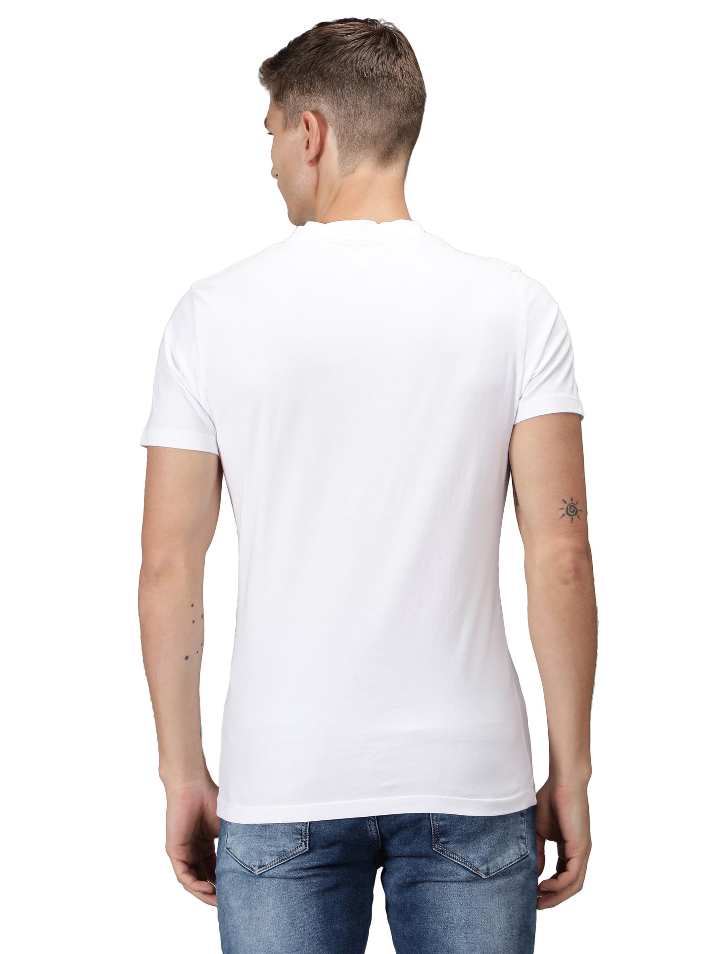 NUEVOSPORTA Men's Cotton Graphic Printed White T-Shirt