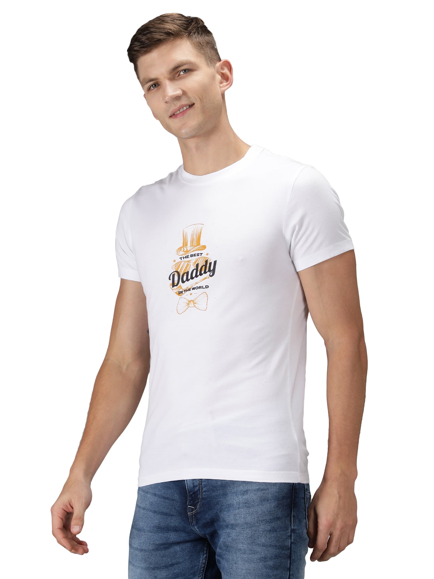 NUEVOSPORTA Men's Cotton Graphic Printed White T-Shirt