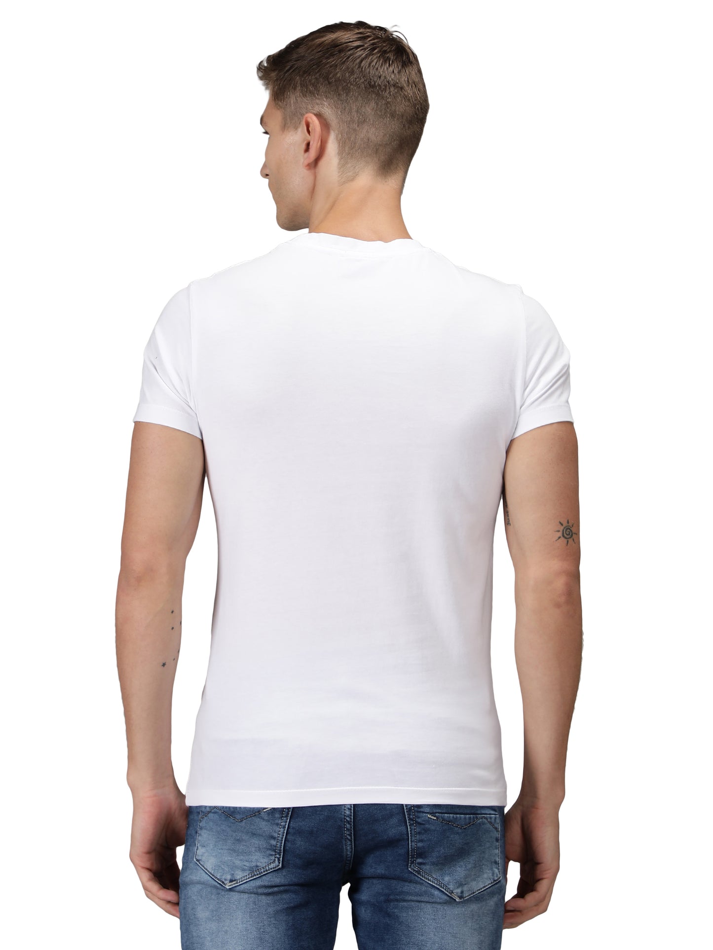 NUEVOSPORTA Men's Cotton Graphic Printed White T-Shirt