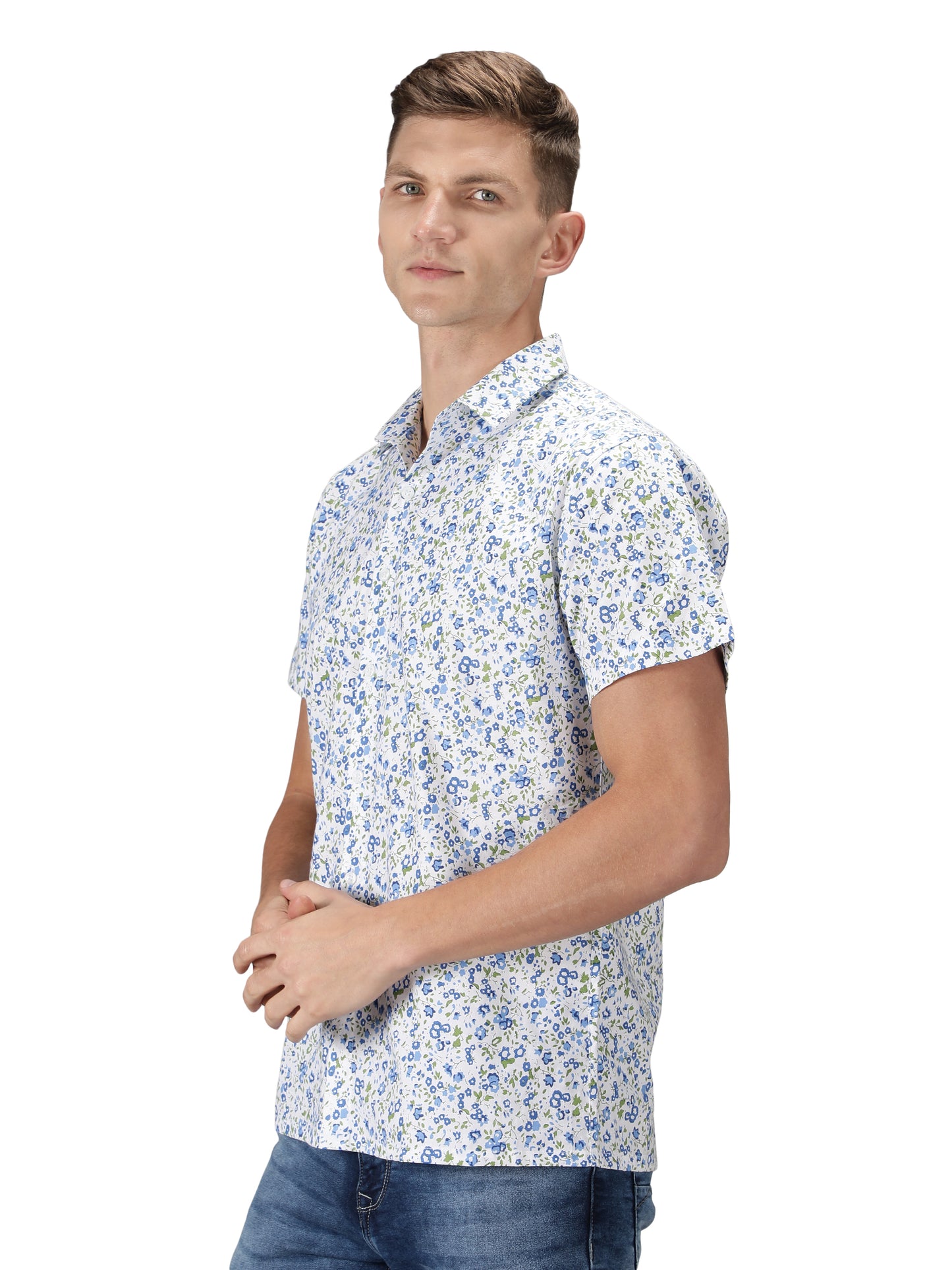 NUEVOSPORTA Men's Rayon Printed Shirt  I HD Tropical Print Summer Wear Shirt