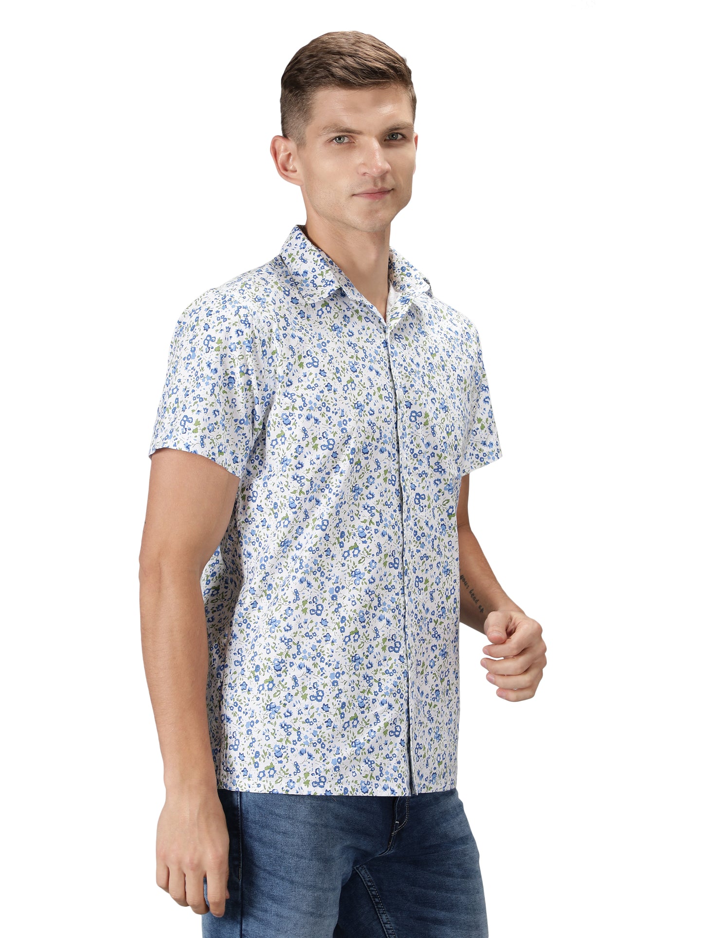 NUEVOSPORTA Men's Rayon Printed Shirt  I HD Tropical Print Summer Wear Shirt