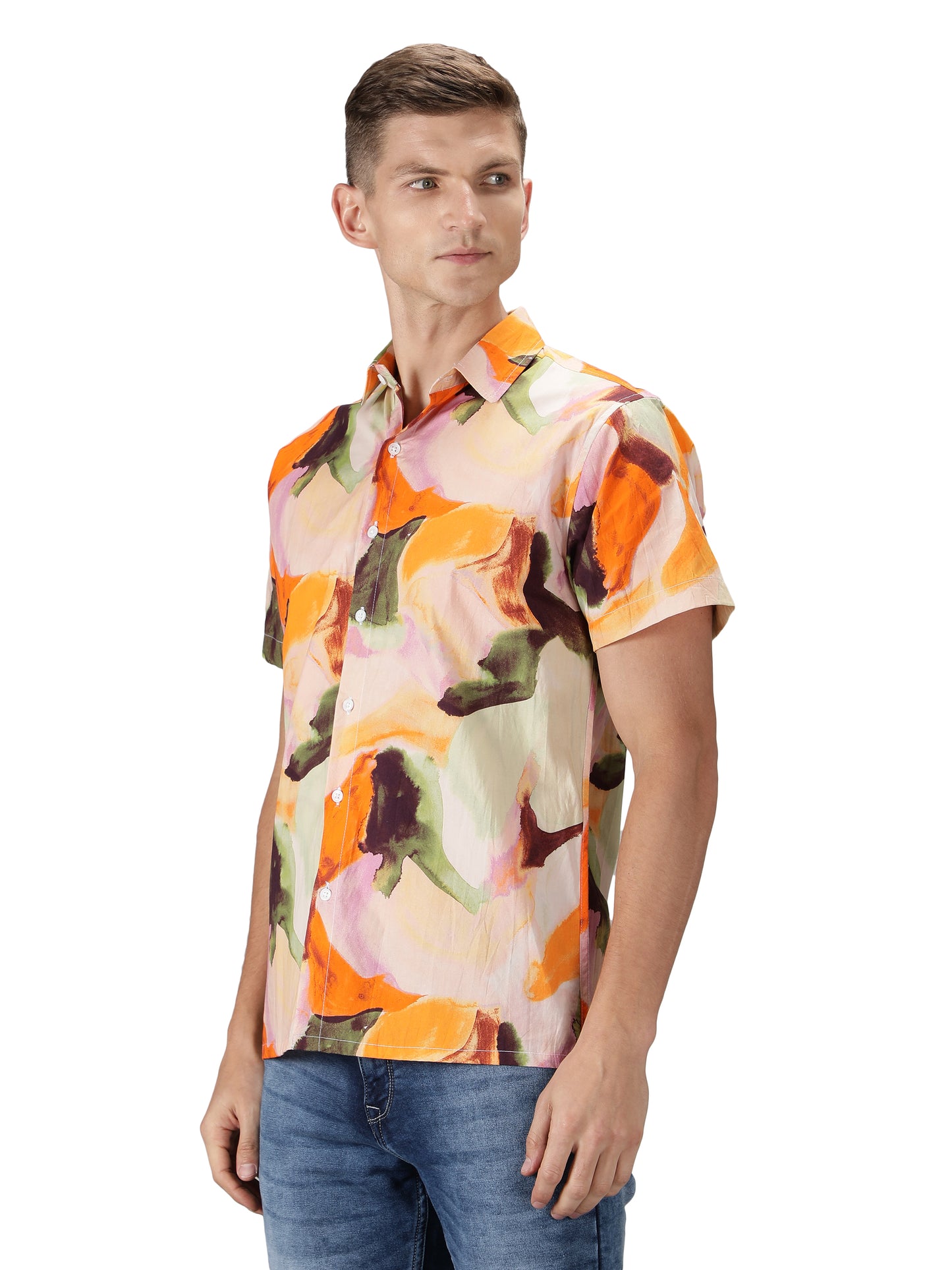 NUEVOSPORTA Men's Rayon Printed Multi Colour Shirt I HD Tropical Print Summer Wear Shirt