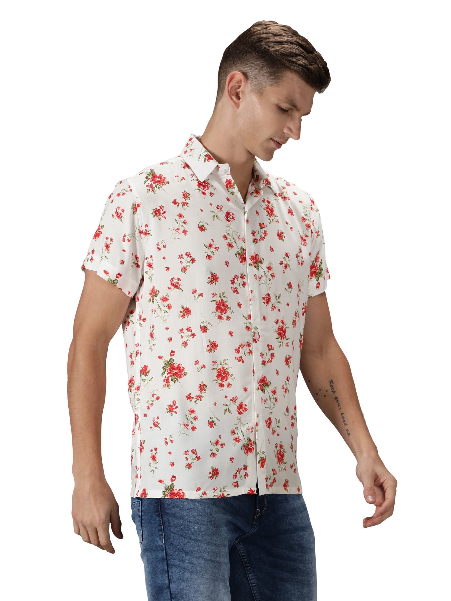 NUEVOSPORTA Men's Rayon Printed Shirt I HD Tropical Print Summer Wear Shirt