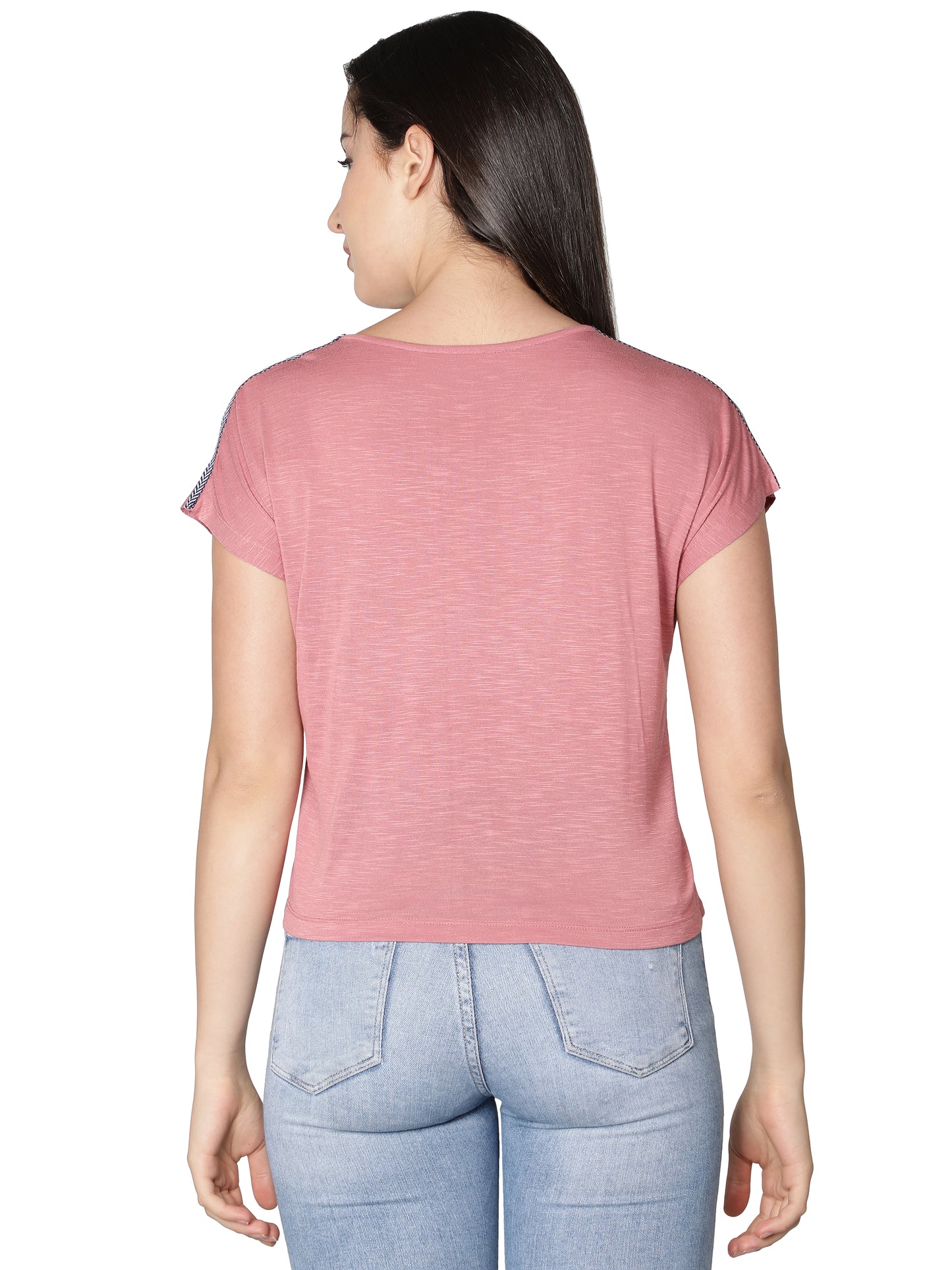 NUEVOSDAMAS Women Rayon Printed Pink T-Shirt