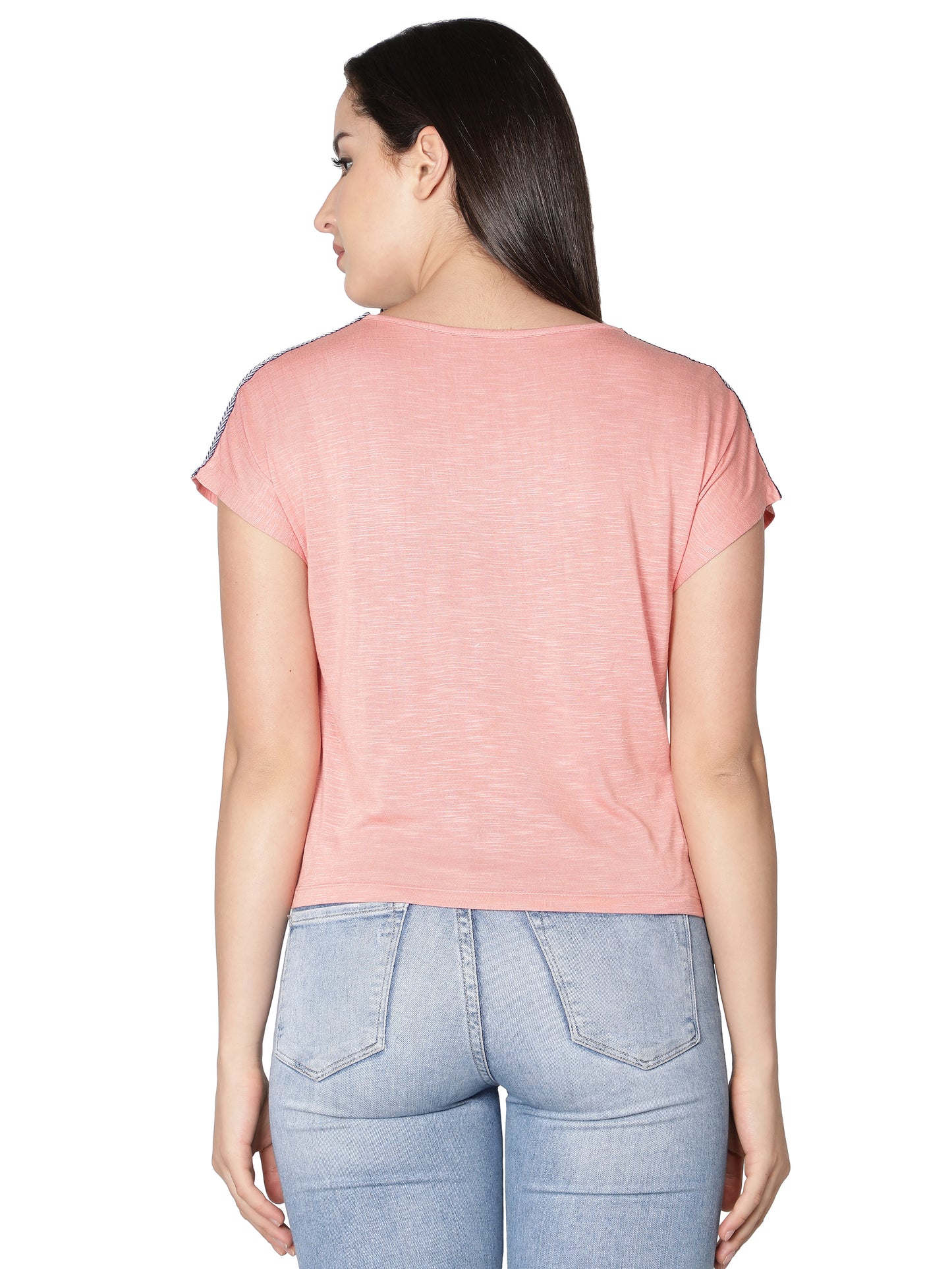 NUEVOSDAMAS Women Rayon Printed Pink T-Shirt