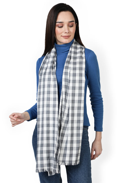 Pure Cotton Yarn Dyed Check Stole Scarf With Tassels (70x100 CM)| Women's Stylish Cotton Stoles for Sun Protection| Scarves | Scarf