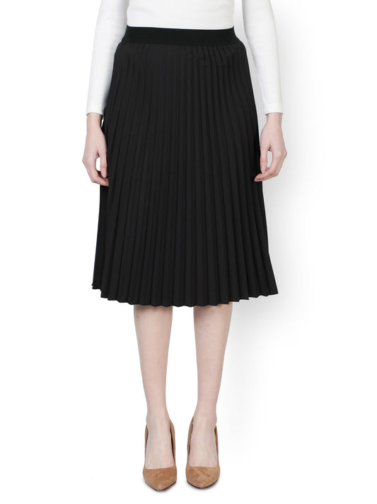 Women Pleated Black Skirt