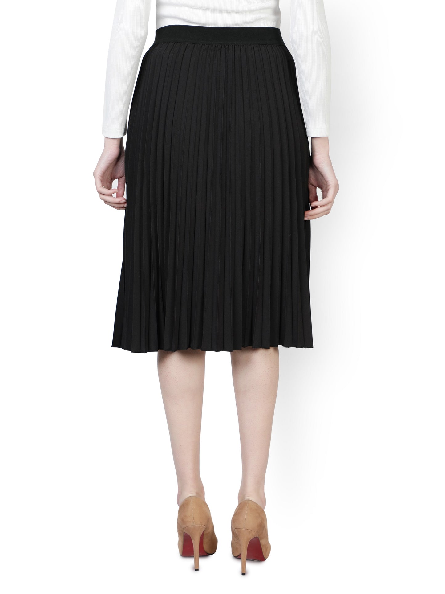 Women Pleated Black Skirt