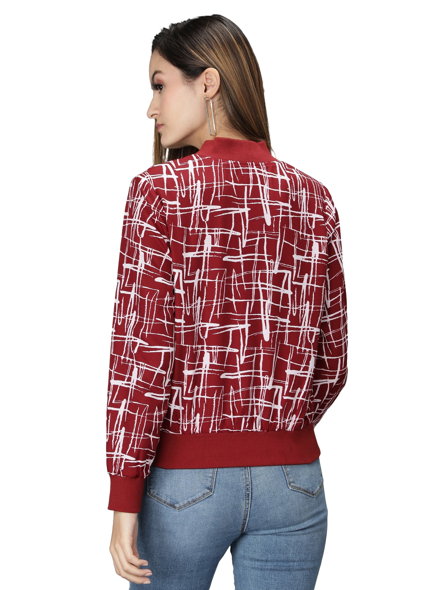 NUEVOSDAMAS woman's blouson Jacket Maroon/White