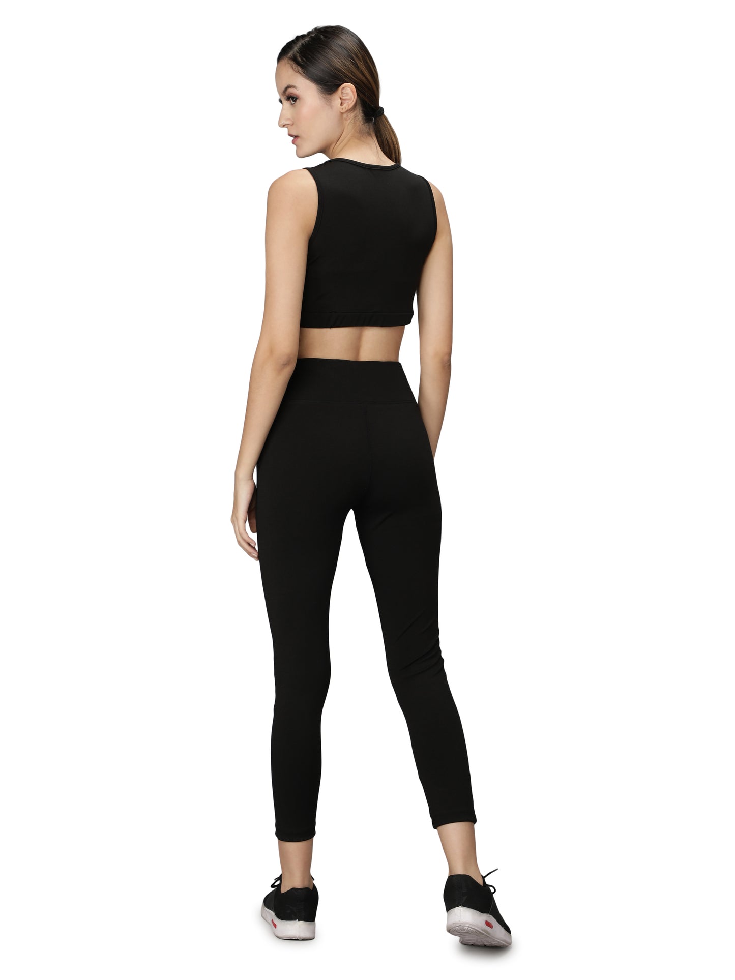 NUEVOSDAMAS Women Solid Black Active Wear Tracksuit | Gym Wear Padded Top And Bottom Set | Dry Fit Women Active Wear Combo Set