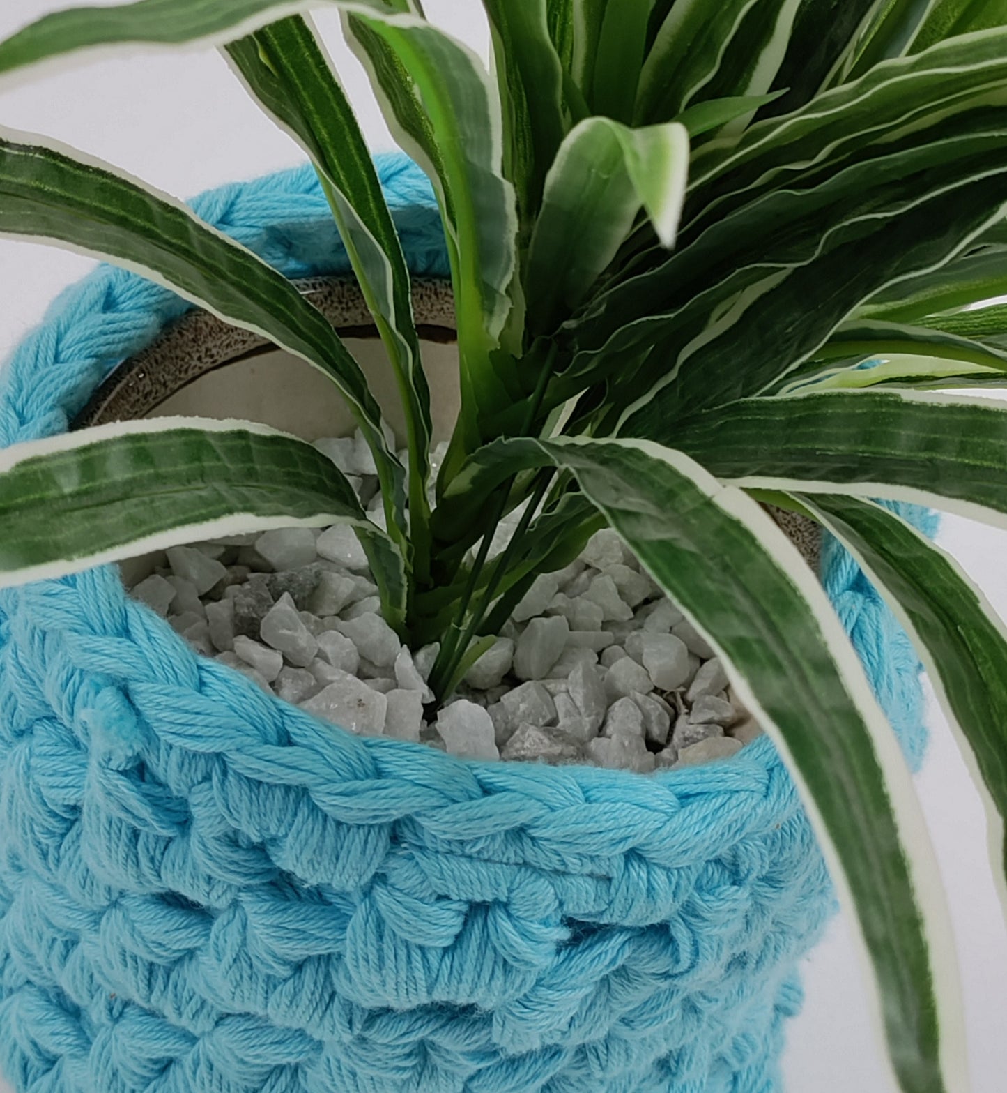 NUEVOSGHAR Solid Handmade Cotton Crochet Plant Pot Cover | Hand Crafted Woven Washable Cover | Home Decorative Bag for Pot/Container |