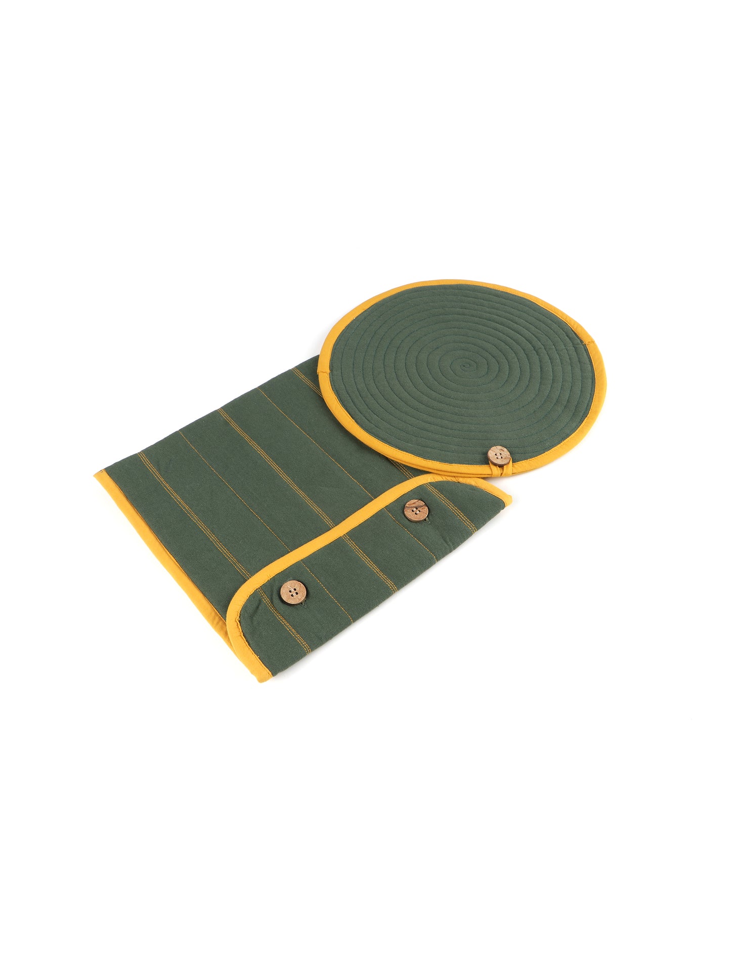 Pure Cotton Rectangle & Round Shape Roti/Chapati Cover Combo|Chapati Cloth Cover | Cotton Traditional Roti Warmer |Tortillas Cover| Kitchen Roti Keeper. Set-Pack of 2 Roti Covers(Green/mustard)