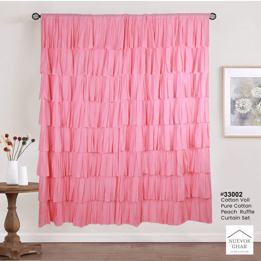 NUEVOSGHAR 213 cm (7 ft) Cotton Semi Transparent Door Curtain Single Curtain  (Solid, Peach)