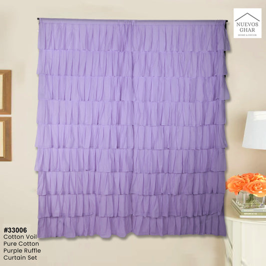 NUEVOSGHAR 213 cm (7 ft) Cotton Semi Transparent Door Curtain Single Curtain  (Solid, Purple)