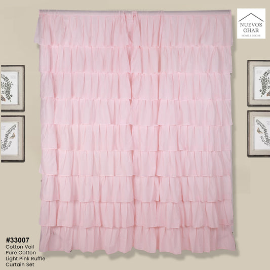 NUEVOSGHAR 213 cm (7 ft) Cotton Semi Transparent Door Curtain Single Curtain  (Solid, LIGHT PINK)