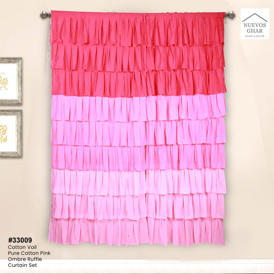 NUEVOSGHAR 213 cm (7 ft) Cotton Semi Transparent Door Curtain Single Curtain  (Solid, OMBRE PINK)