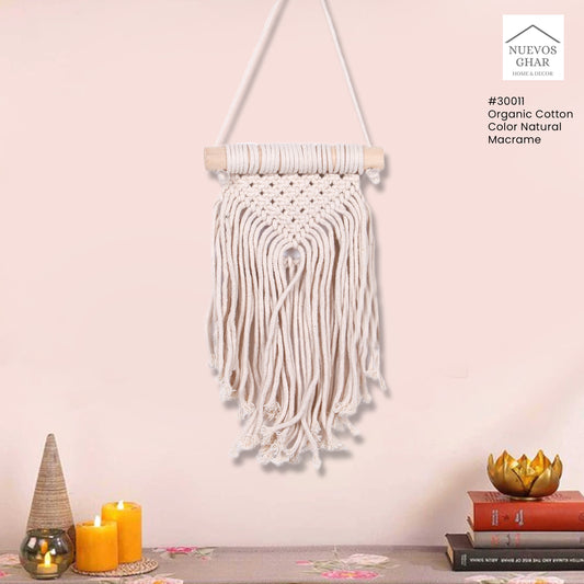 NUEVOSGHAR Wall Decor Solid Macrame | Home Decorative Wall Hanging | Handmade Wall Decor Macrame For Home, Bedroom, Livingroom, Hall, Office | Boho Handcrafted Macrame For Wall Hanging_ Ivory