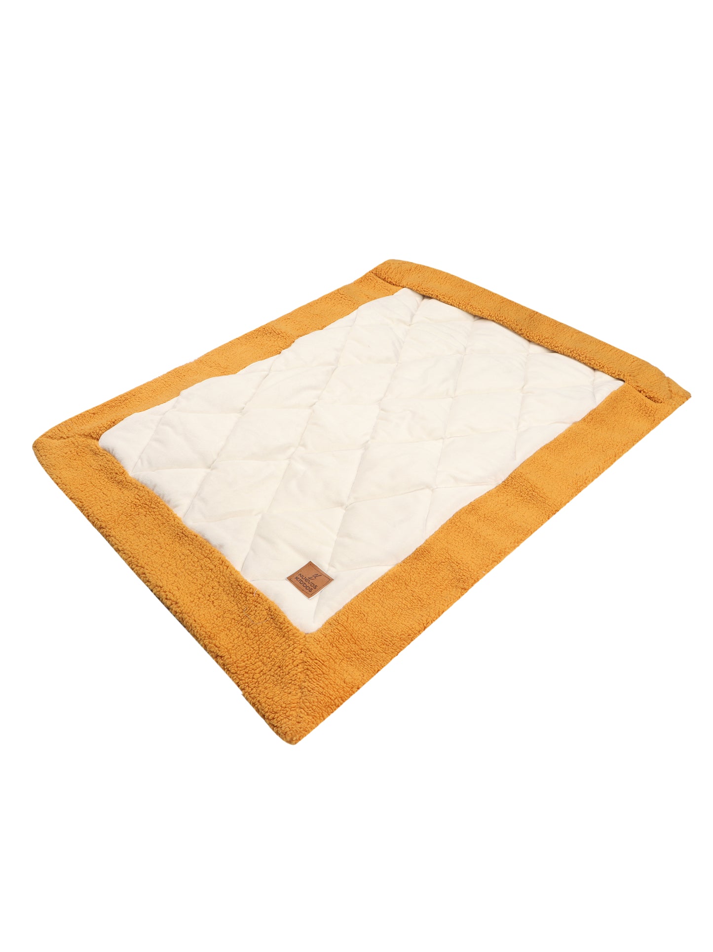 NUEVOSGHAR Solid Quilted Soft Velvet Fur Baby Blanket (0-24 Months) - Mustard-Ivory