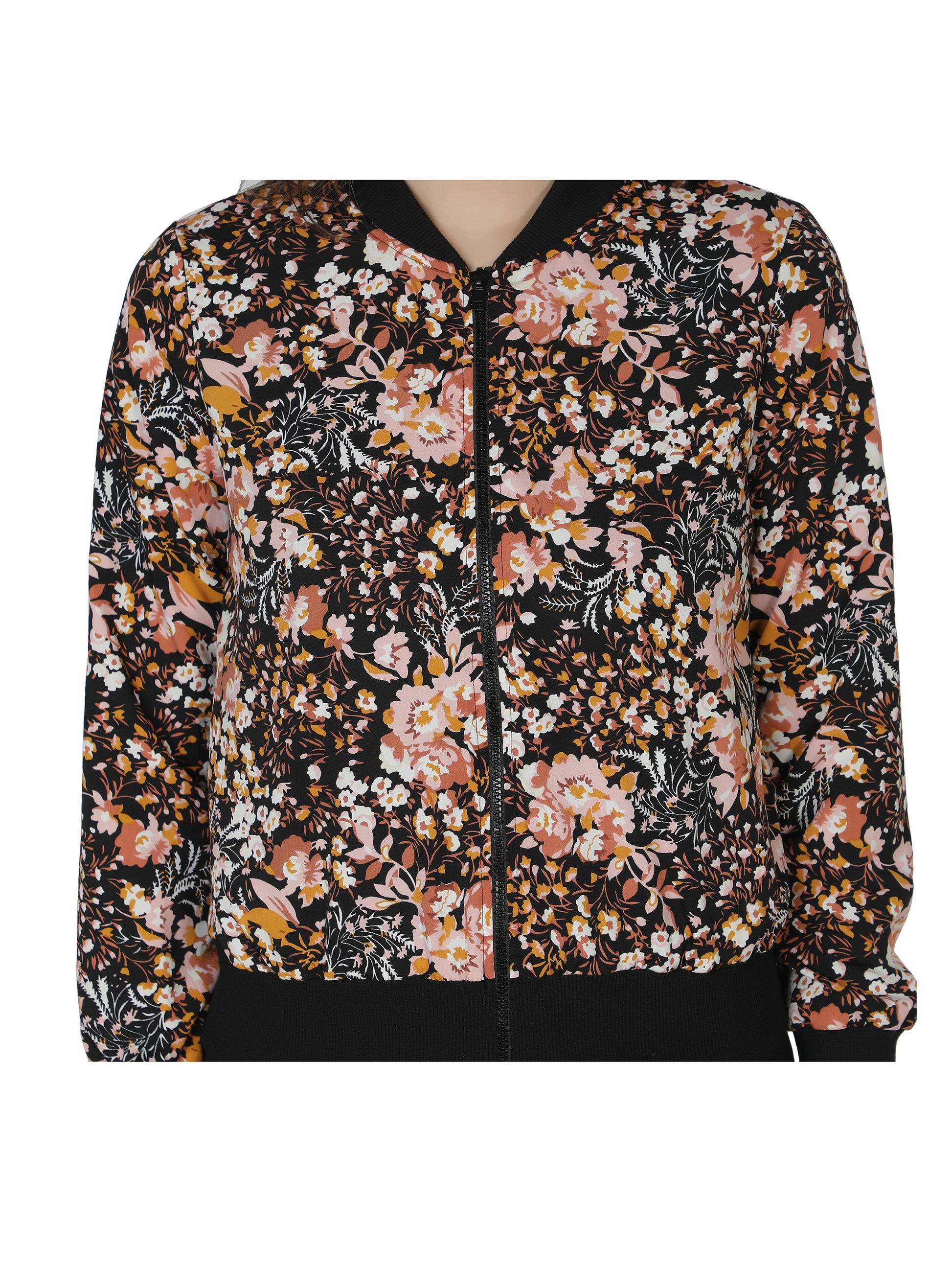 Full Sleeve Floral Print Women Bomber Jacket freeshipping - NUEVOSDAMAS